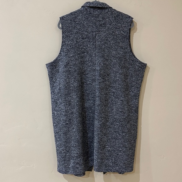 Tahari Wool blend Charcoal Gray black Textured longline Vest pockets Sz 1X - Picture 6 of 15